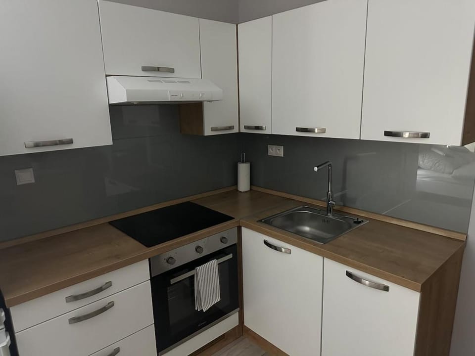 Kitchen or kitchenette, oven, stove