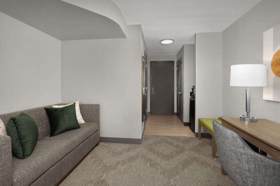 Bed, Living room, Seating area, Bedroom