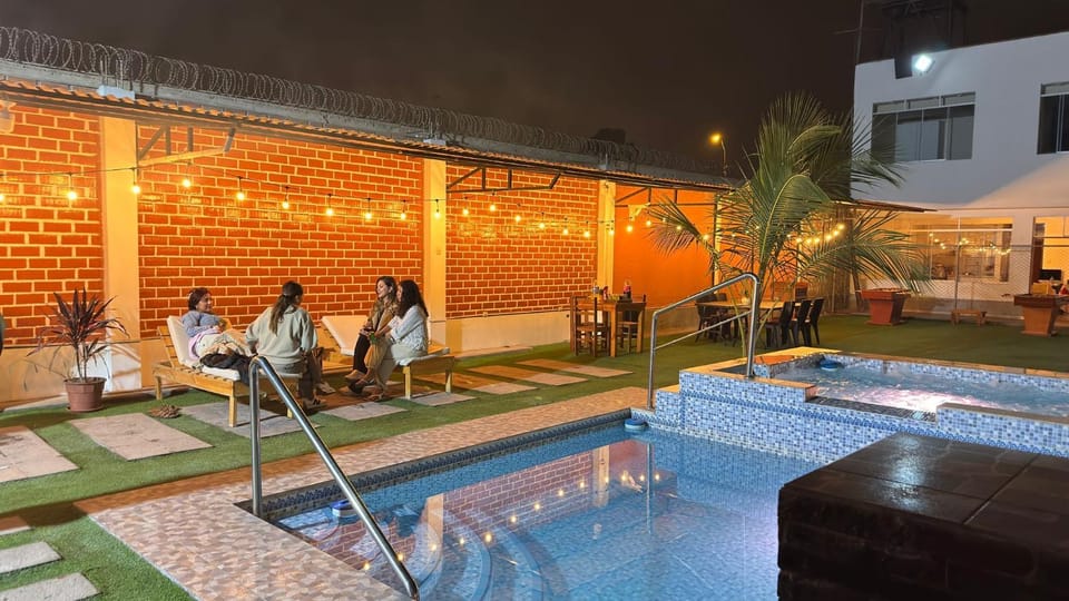 Patio, Night, Pool view, Swimming pool