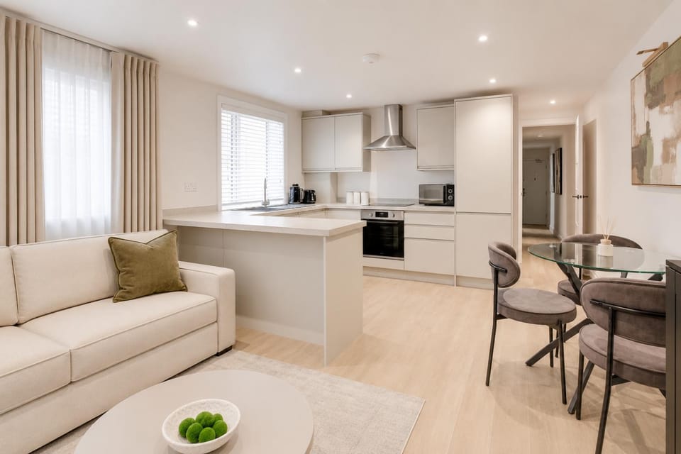 Kitchen or kitchenette, Living room, Seating area, Dining area, oven, stove
