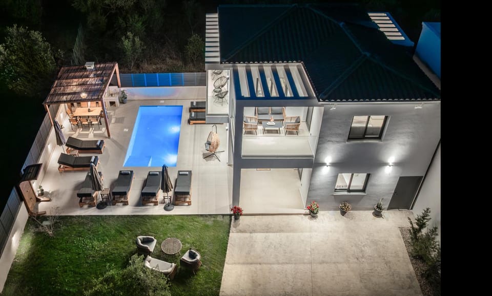 Property building, Night, Pool view, Swimming pool