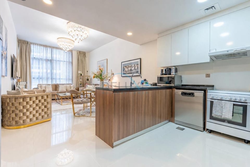 Living room, Dining area, dishwasher, oven, stove, toaster, kitchen