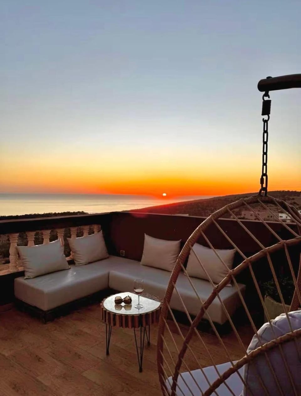 Natural landscape, View (from property/room), Balcony/Terrace, Sea view, Sunset