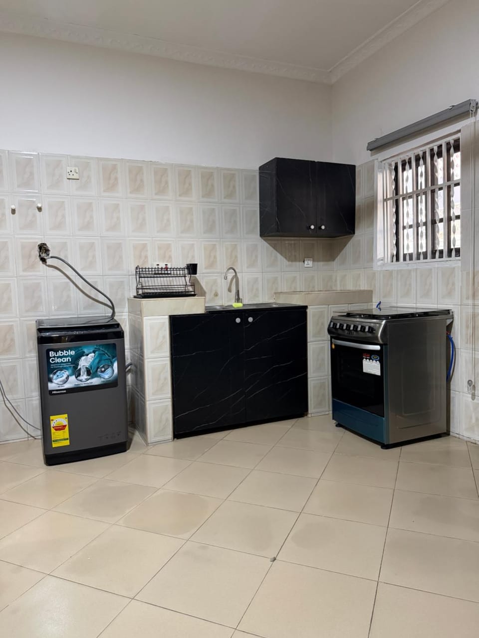 Kitchen or kitchenette, oven, stove
