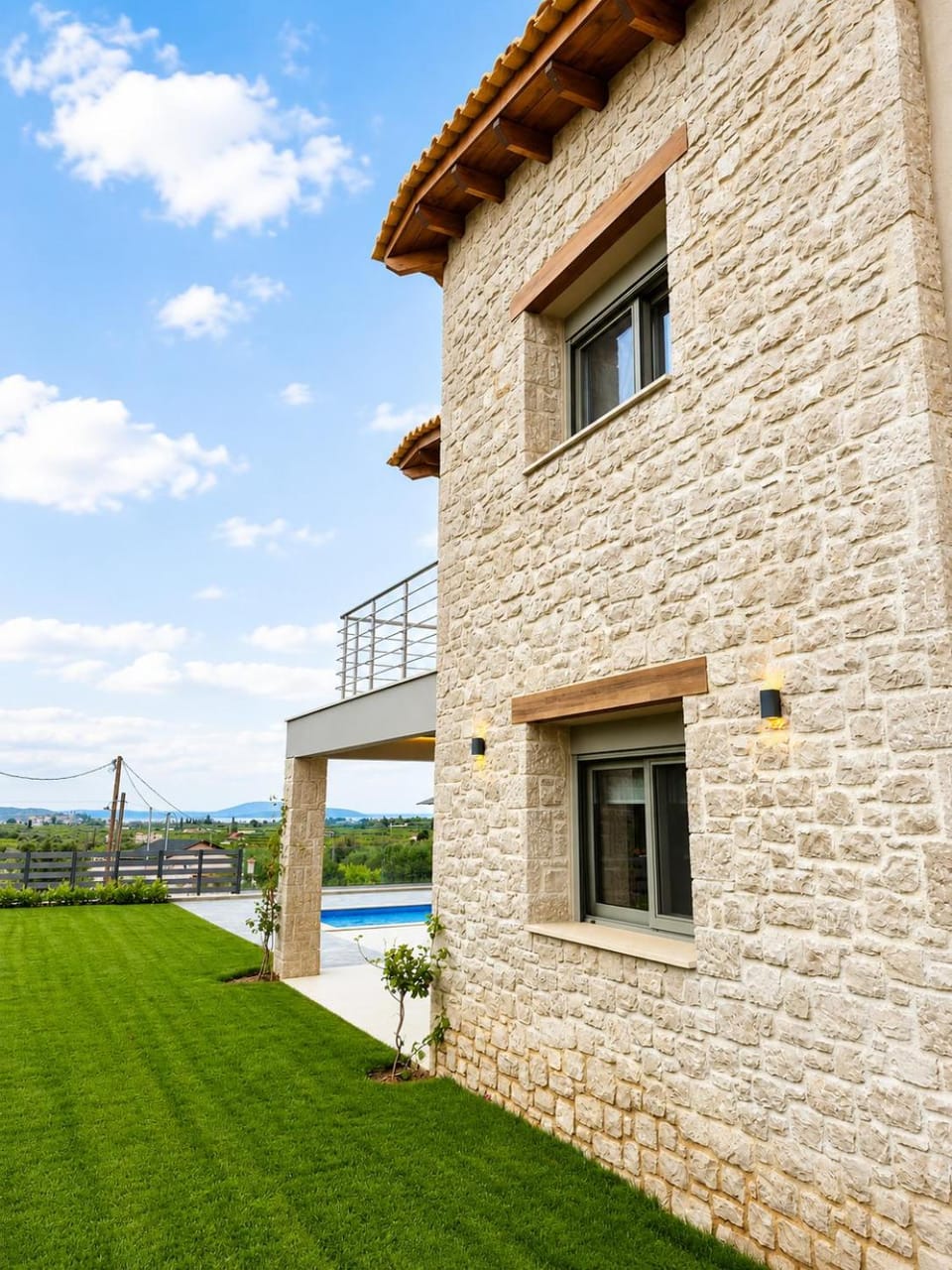 Property building, Day, Natural landscape, Garden, Garden view, Pool view, Swimming pool