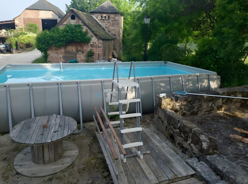 Property building, Living room, Swimming pool