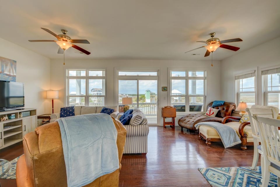 Appreciate sound views at Knot Fade Away, a spacious 4-bedroom in North Topsail Beach House in Surf City