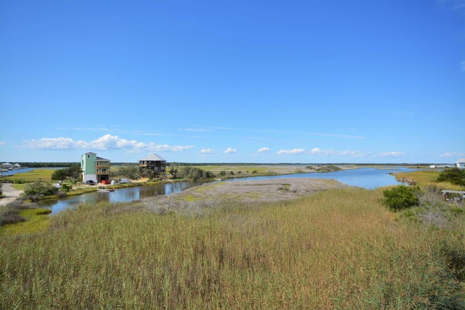Appreciate sound views at Knot Fade Away, a spacious 4-bedroom in North Topsail Beach House in Surf City