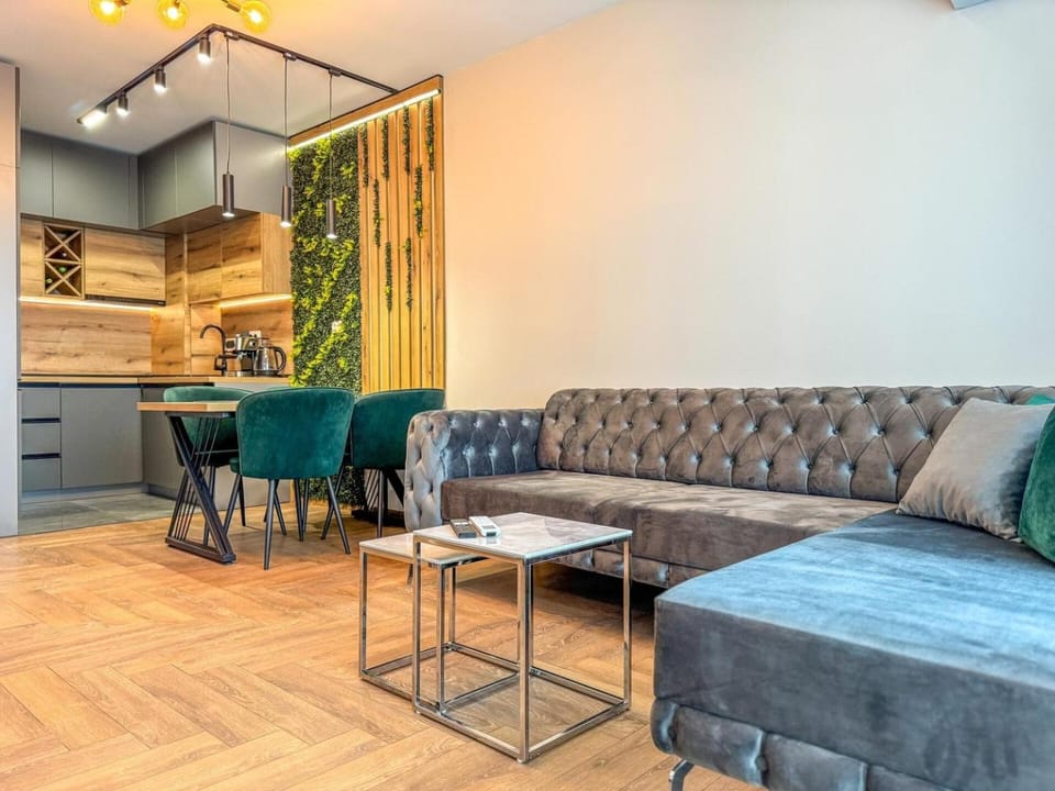 Kitchen or kitchenette, Living room, Seating area, Dining area