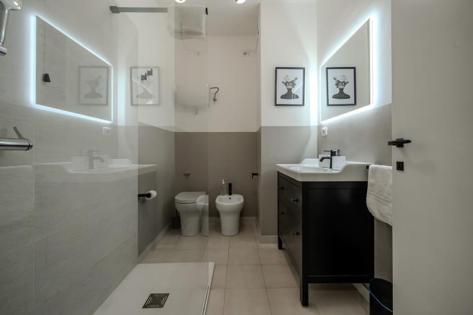 Shower, Toilet, Bathroom, bidet, hair dryier, towels