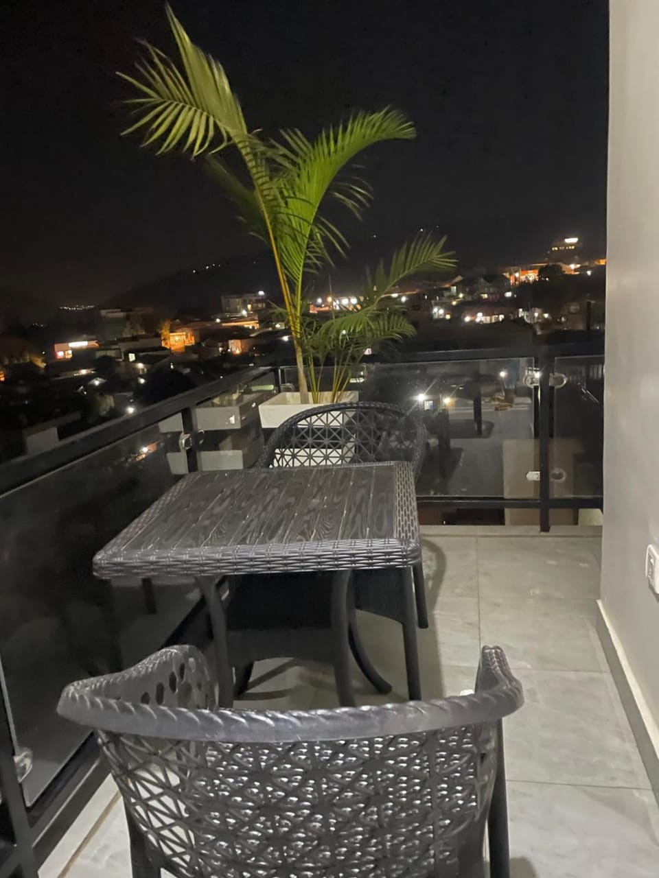 Patio, Night, View (from property/room), Balcony/Terrace, Living room, Seating area, Dining area