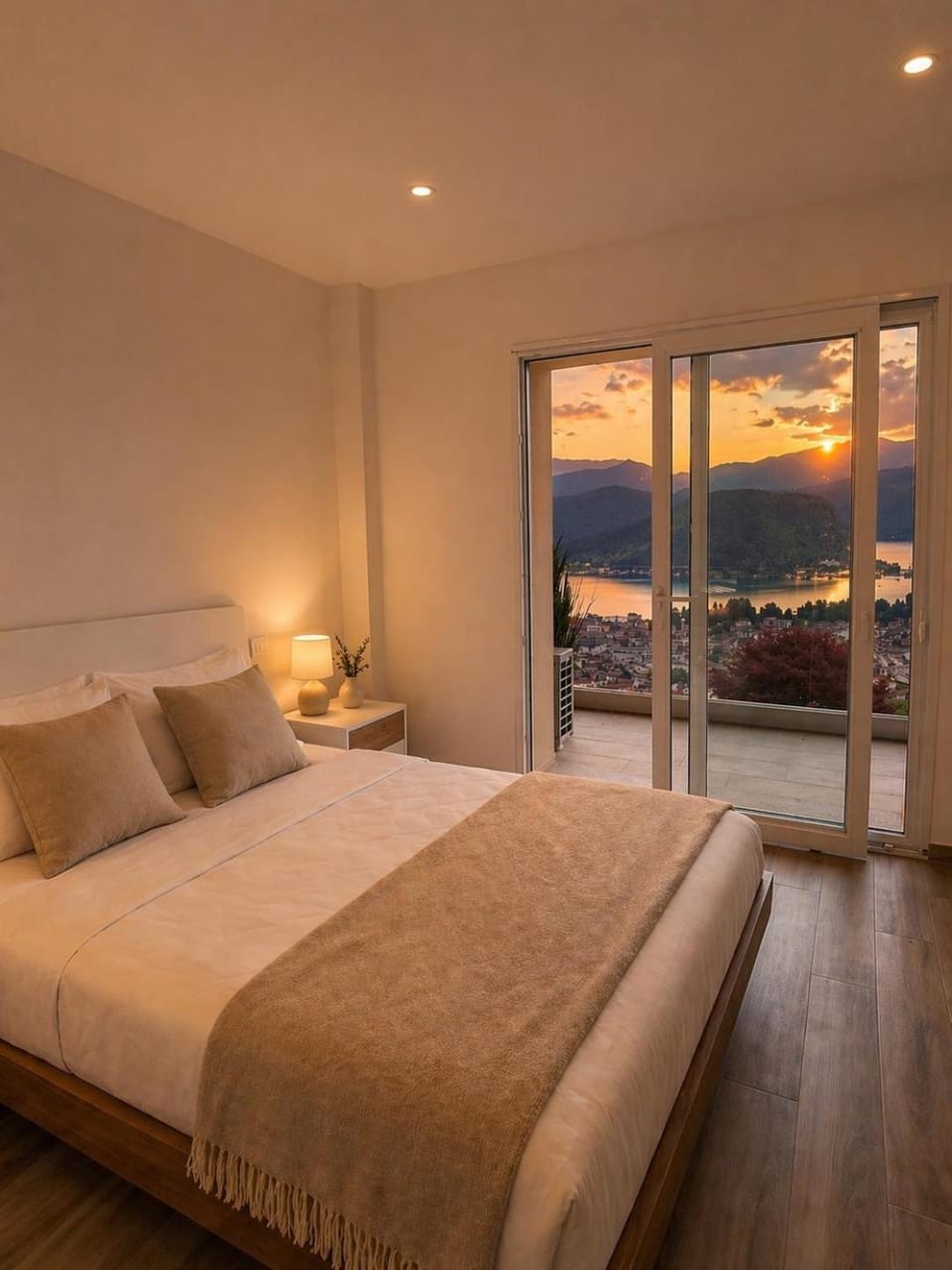 Bed, Natural landscape, Photo of the whole room, Bedroom, Mountain view