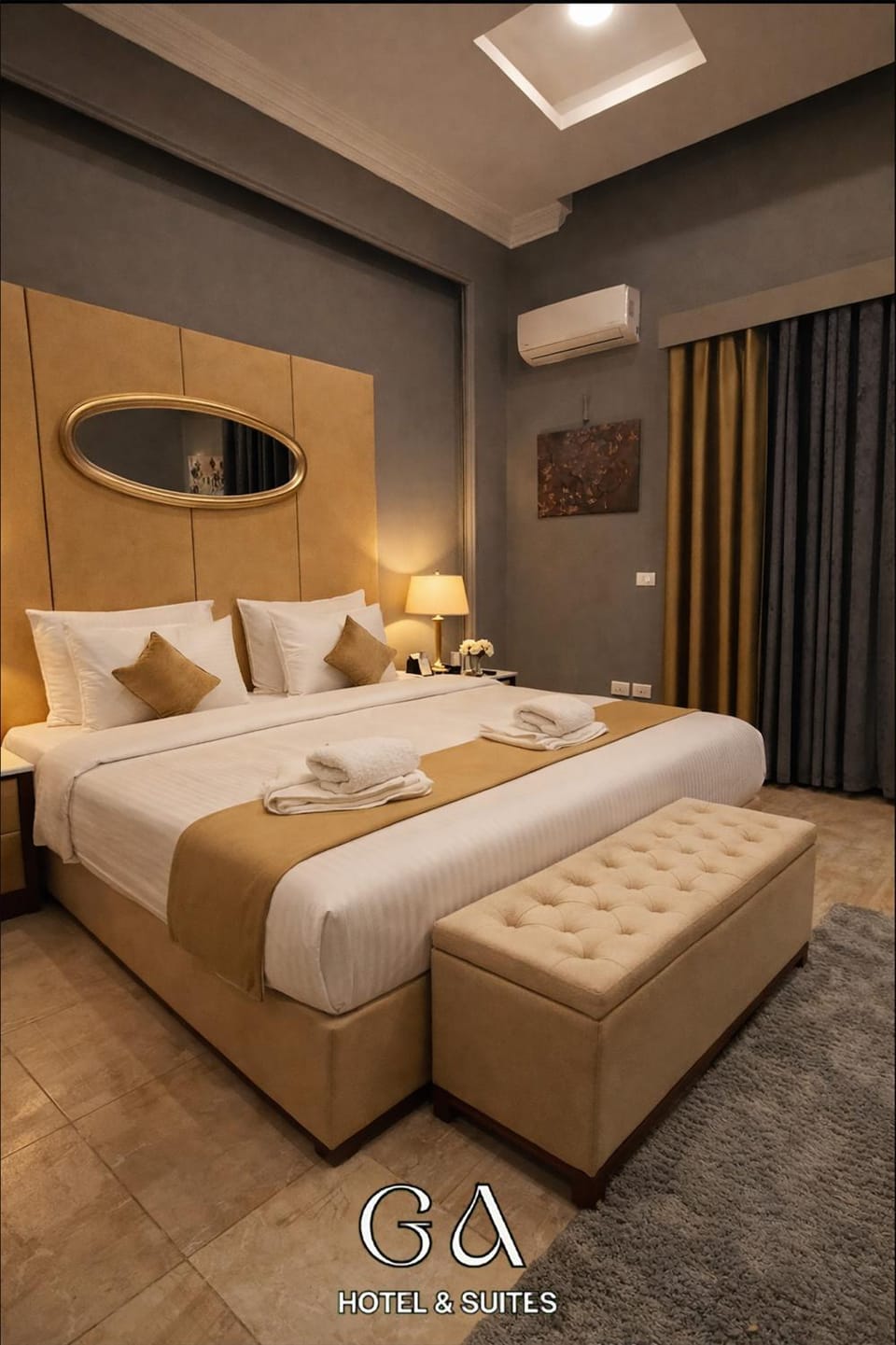 Bed, Photo of the whole room, Bedroom, air conditioner
