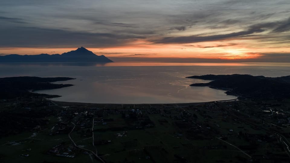 Nearby landmark, Natural landscape, Bird's eye view, Sunrise