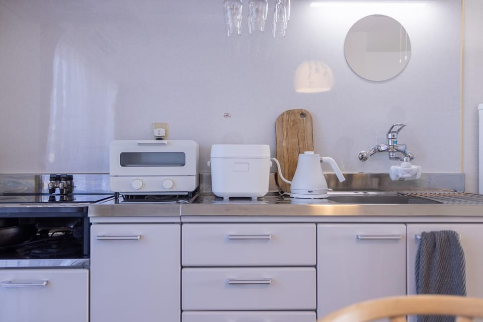Kitchen or kitchenette, oven, stove, toaster