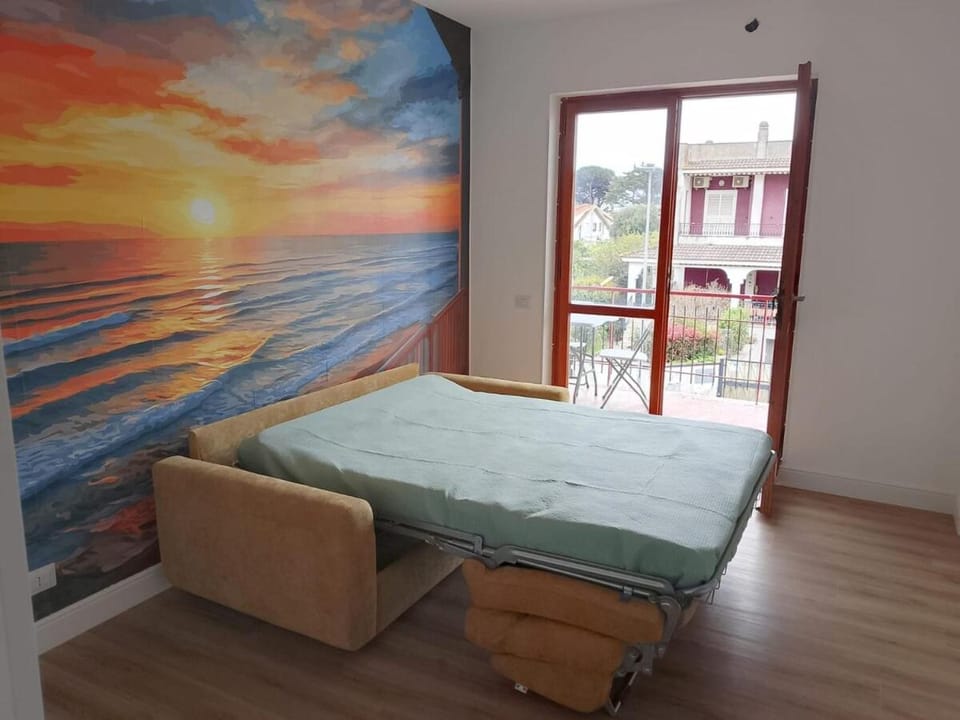 Bed, Living room, Seating area