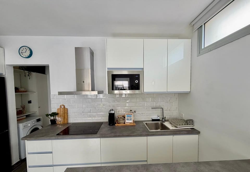 Kitchen or kitchenette, microwave