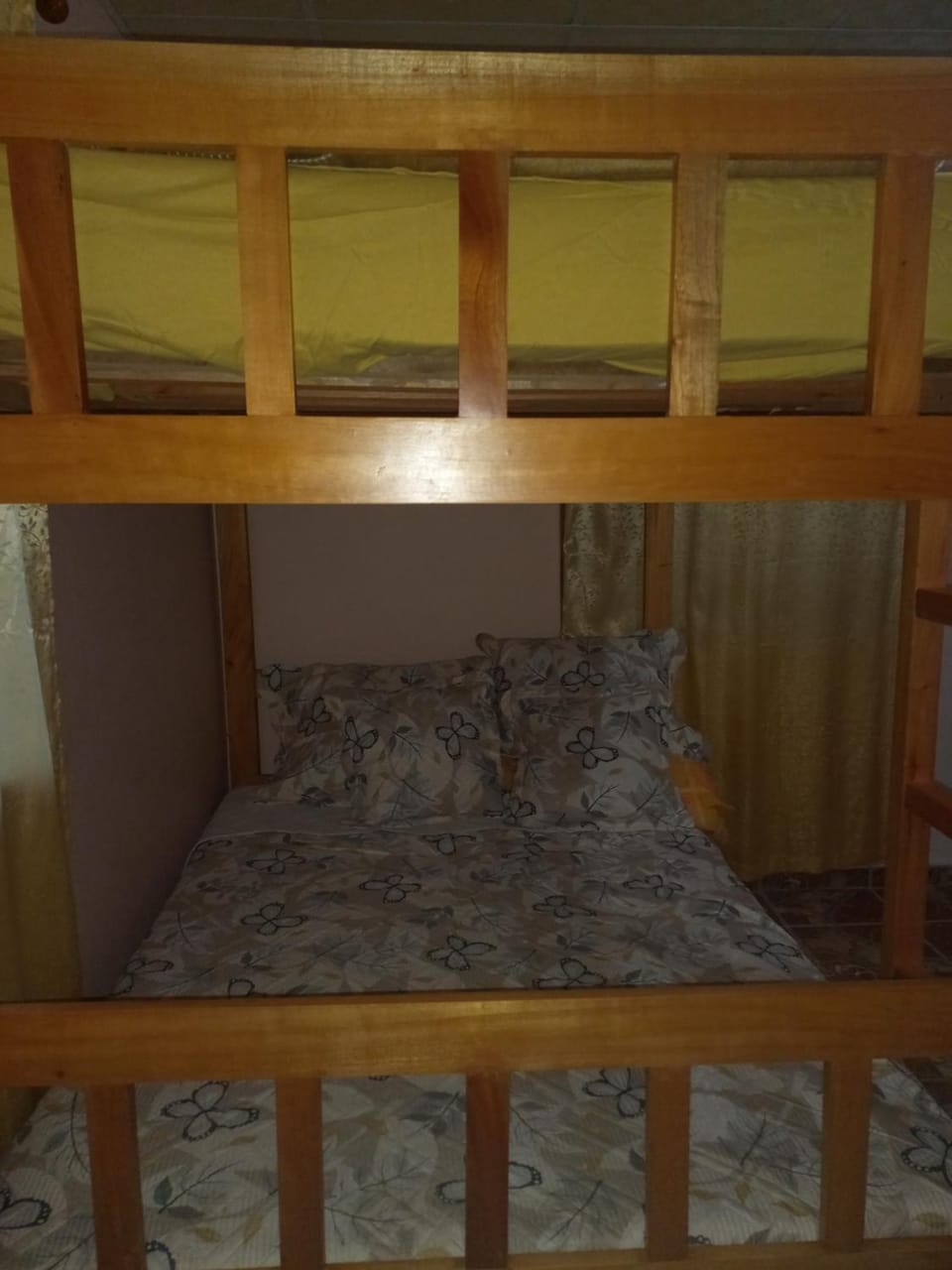 Bed, wardrobe