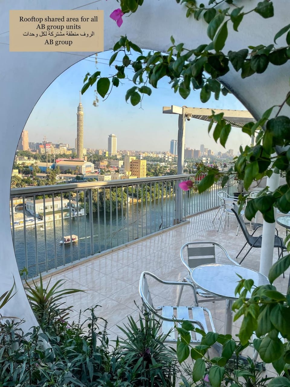 Patio, Seating area, City view, River view