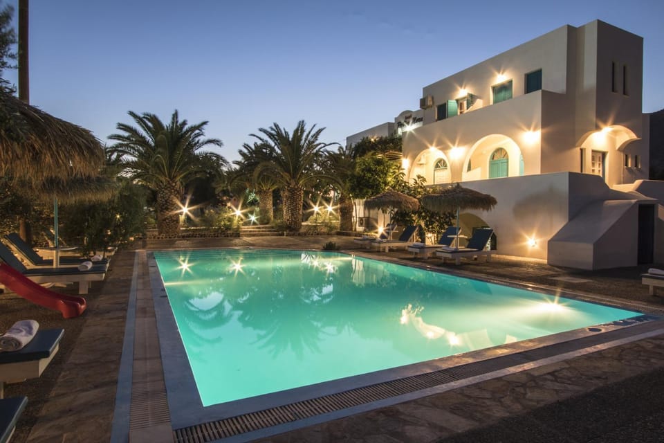 Property building, Night, Swimming pool