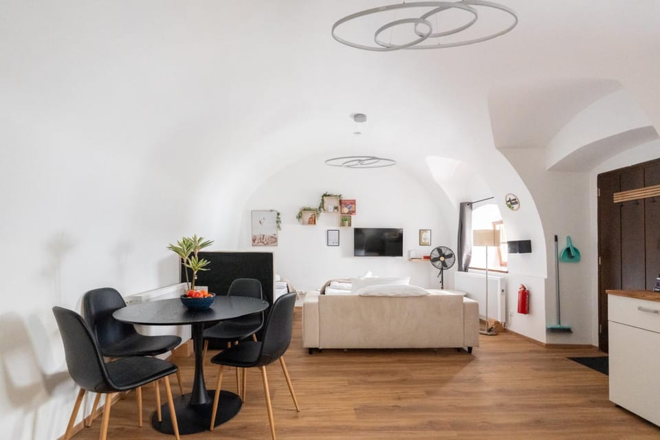TV and multimedia, Kitchen or kitchenette, Living room, Photo of the whole room, Seating area, Dining area