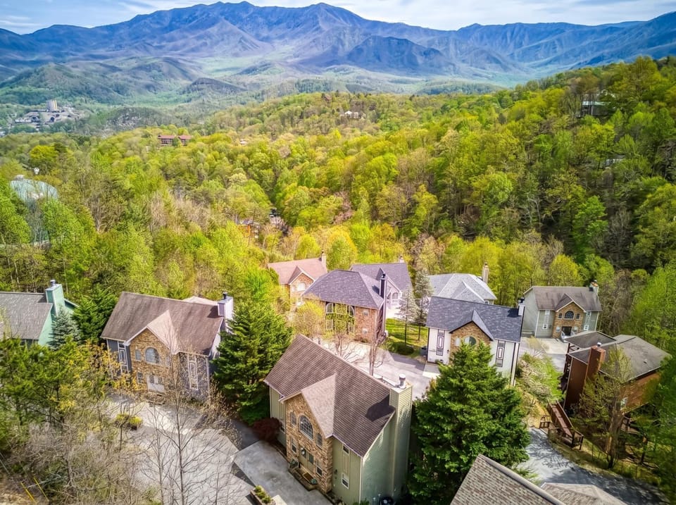 Property building, Spring, Day, Neighbourhood, Natural landscape, Bird's eye view, View (from property/room), View (from property/room), Decorative detail, Decorative detail, Mountain view, Mountain view