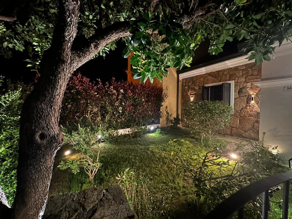 Property building, Night, Garden, Garden view