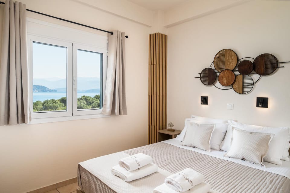 Bed, Natural landscape, Bedroom, Sea view