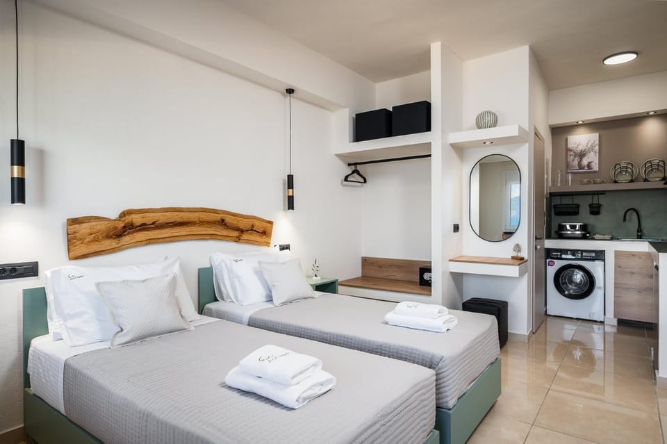 Bed, TV and multimedia, Kitchen or kitchenette, washing machine, air conditioner