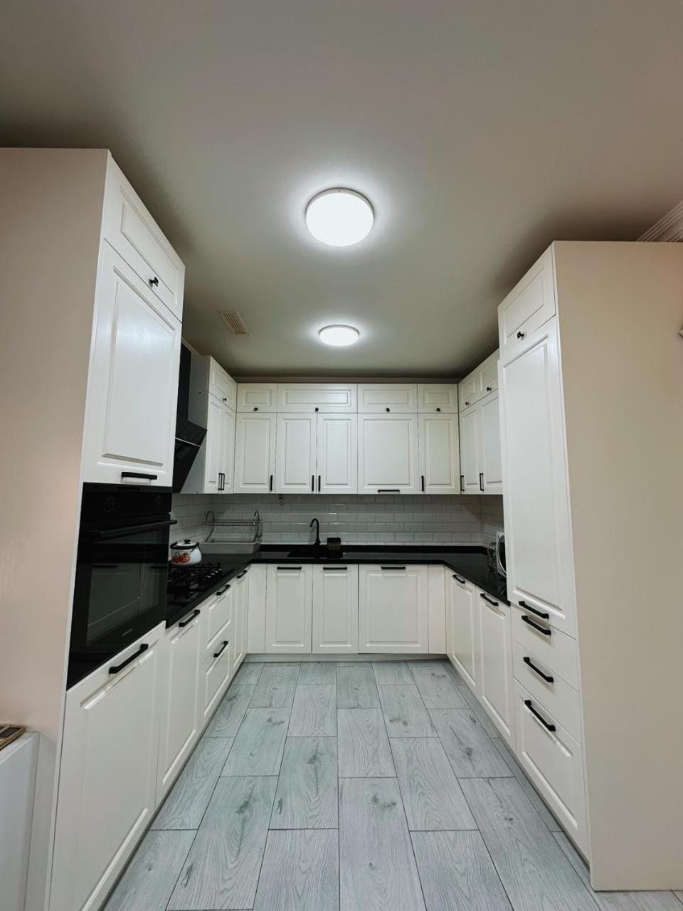 Kitchen or kitchenette, dishwasher, oven, stove