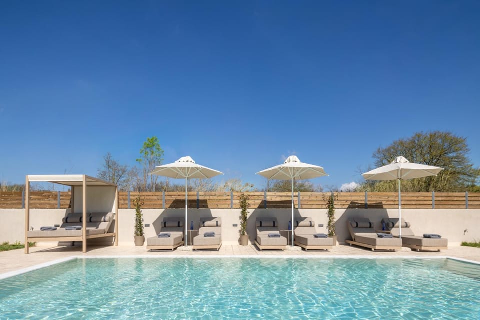Swimming pool, sunbed