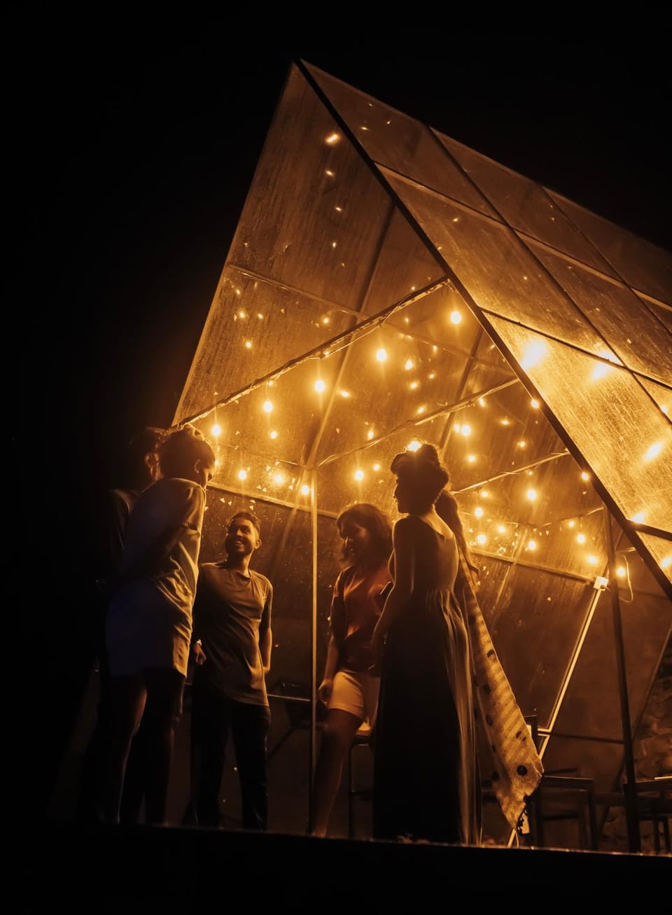 Property building, Night, group of guests