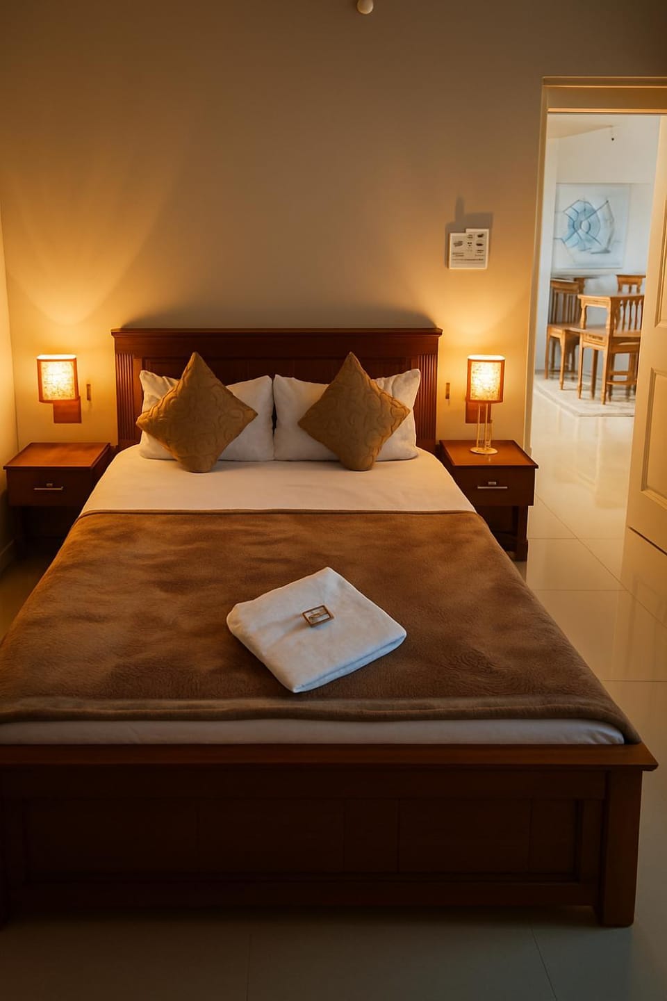 Bed, Photo of the whole room, Bedroom, towels