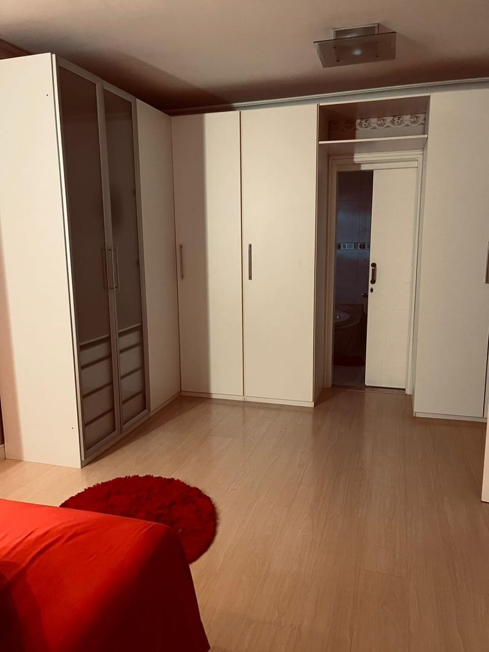 Bed, wardrobe