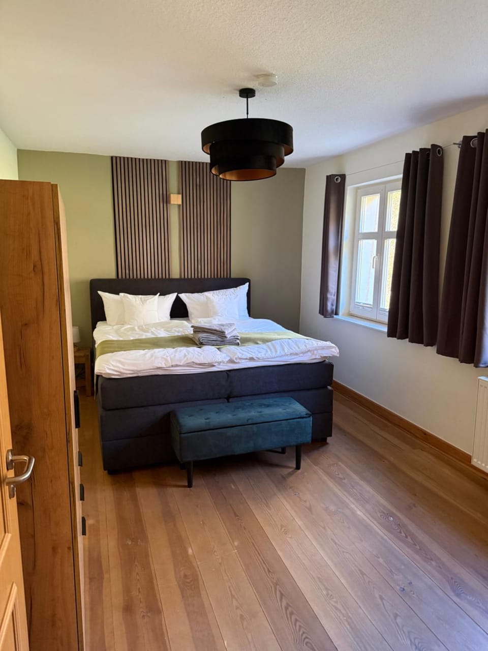 Bed, Photo of the whole room, Bedroom, towels, wardrobe
