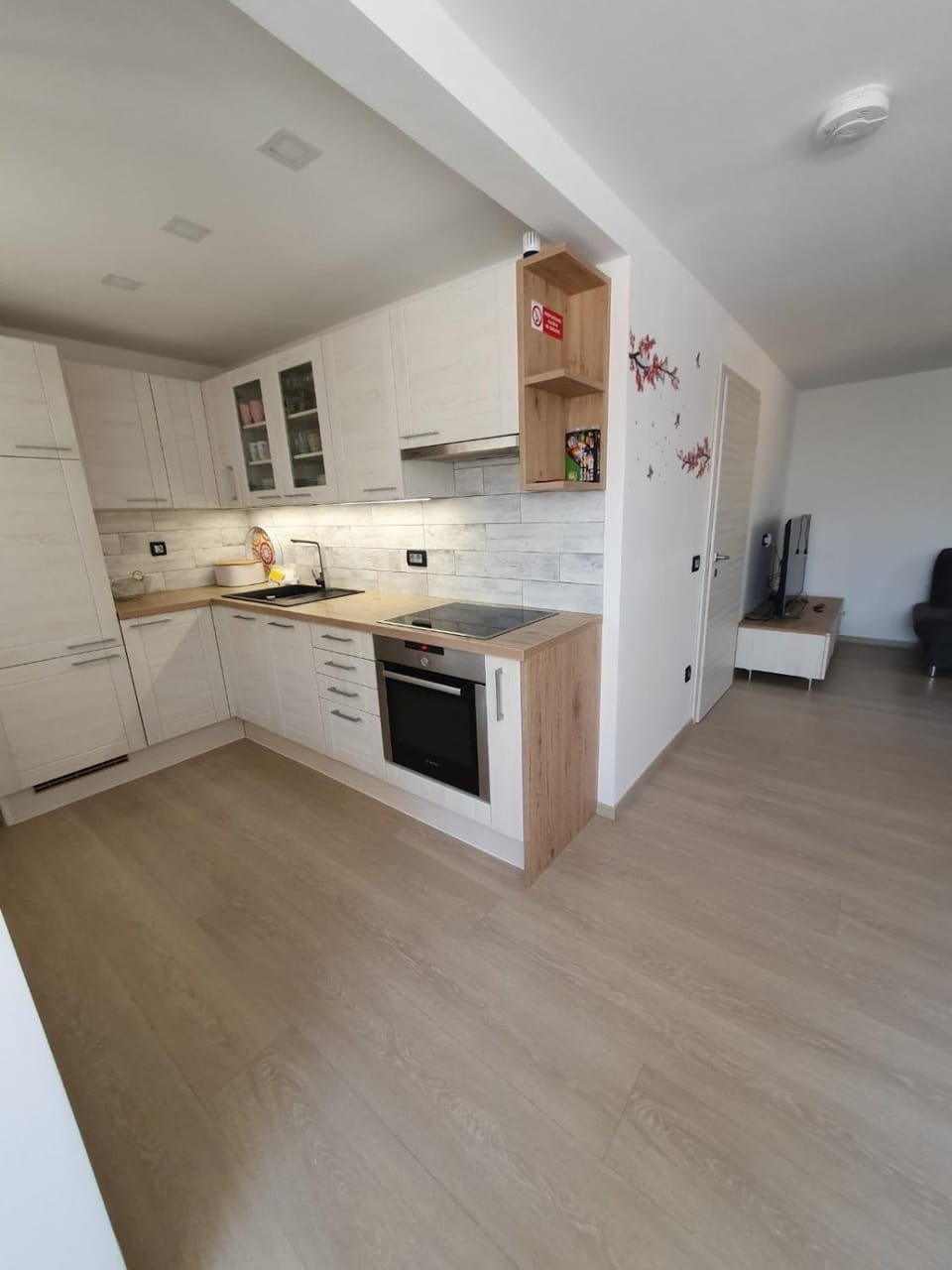 Kitchen or kitchenette, dishwasher, oven