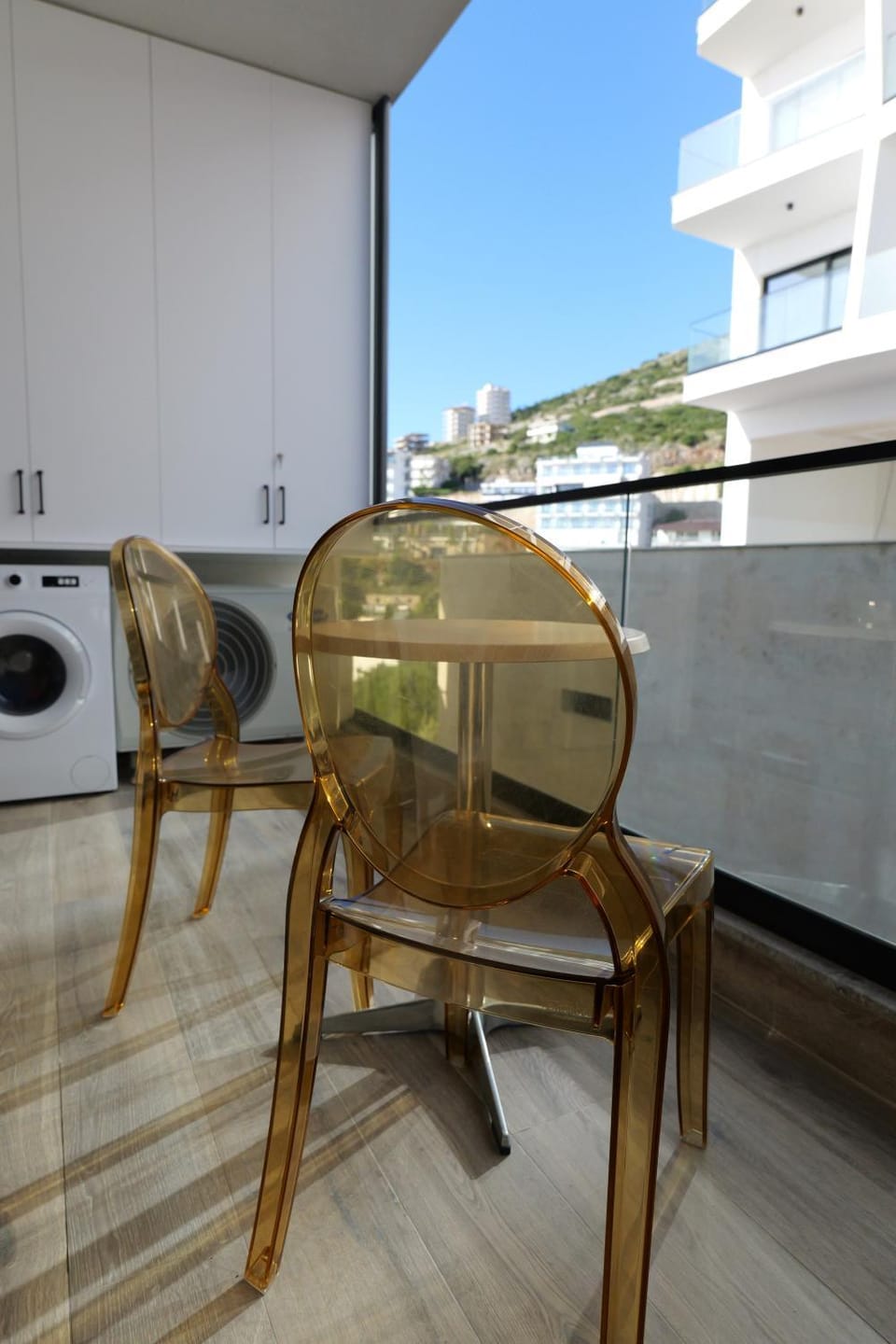Day, View (from property/room), Balcony/Terrace, Seating area, Dining area, washing machine