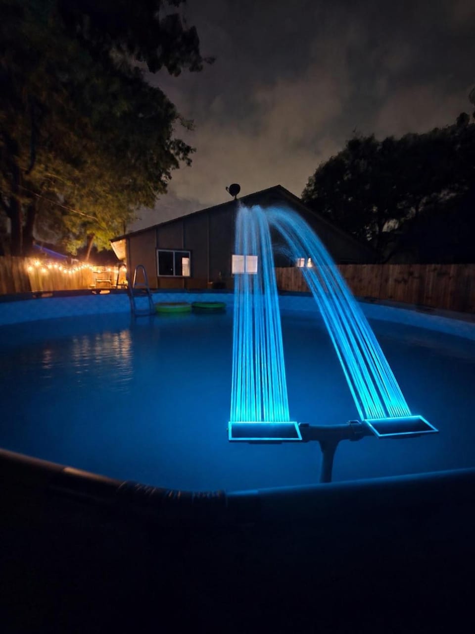 Night, Pool view, Swimming pool