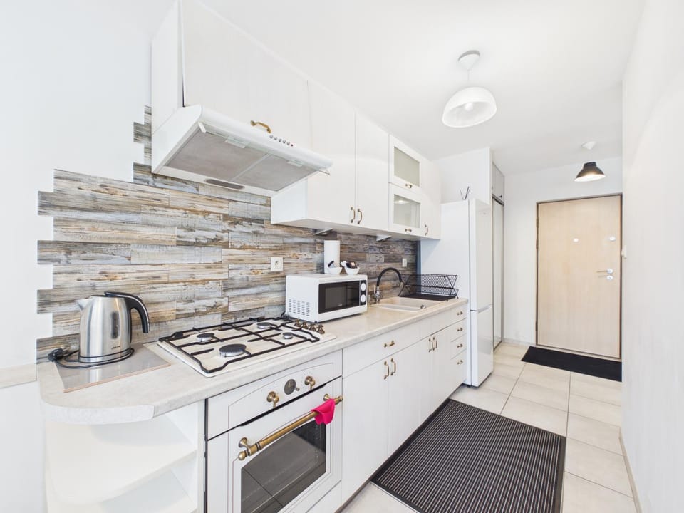 Kitchen or kitchenette, stove