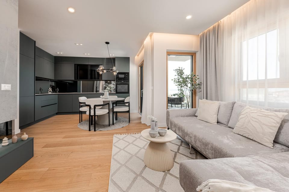 Kitchen or kitchenette, Living room, Dining area