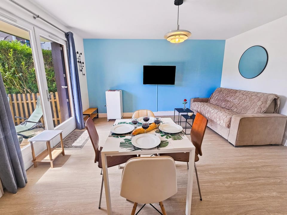 Property building, Living room, Dining area