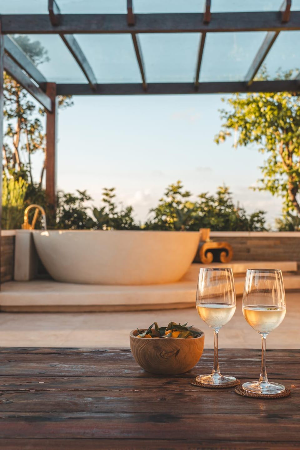 Balcony/Terrace, Drinks, Sunset, Bath