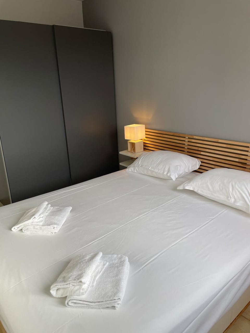 Bed, Photo of the whole room, Bedroom, towels, wardrobe