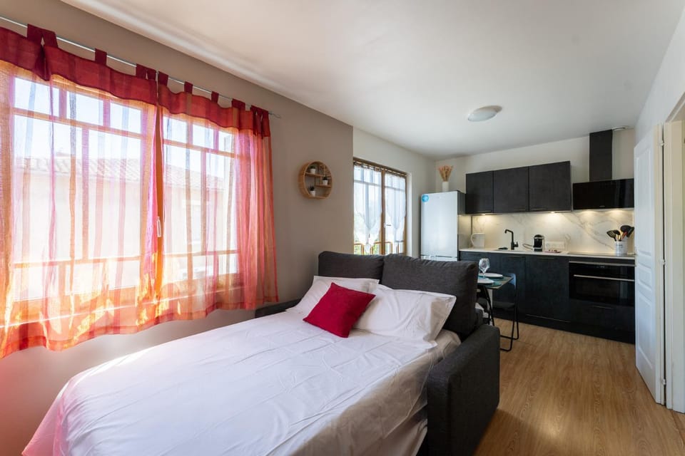 Bed, stove