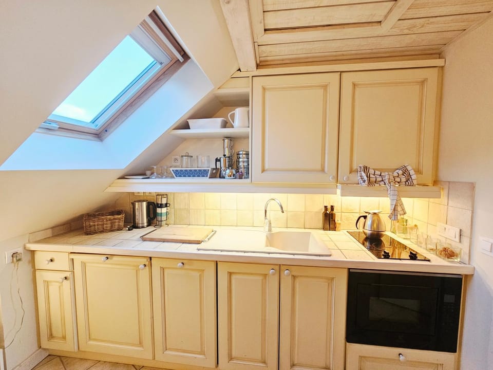 microwave, stove, kitchen