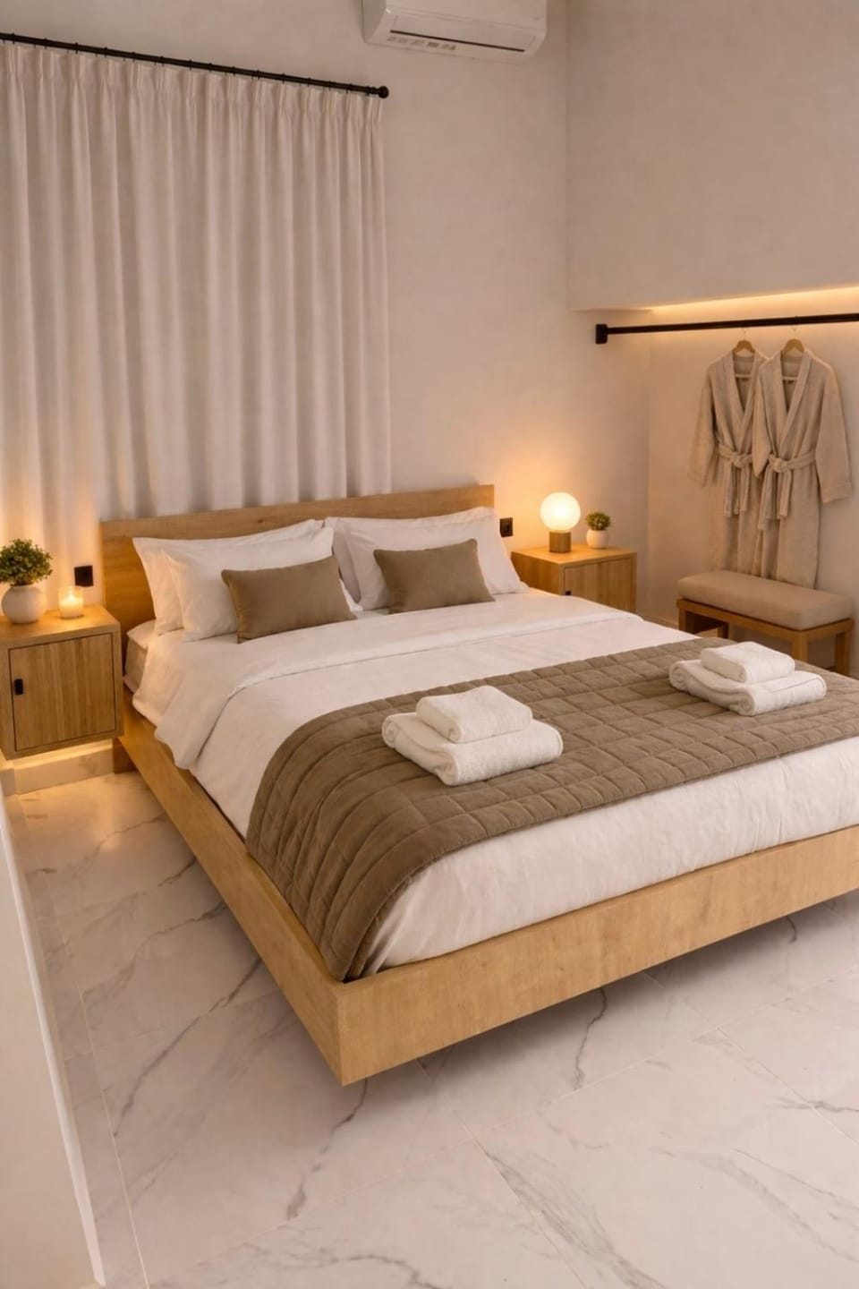 Bed, Bedroom, towels