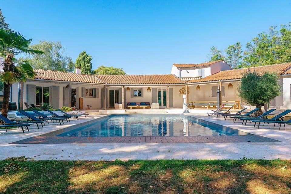 Property building, Living room, Swimming pool