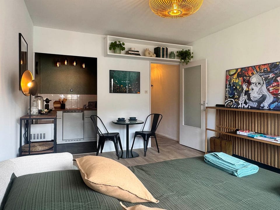 Bed, Living room, Photo of the whole room, Seating area, Bedroom