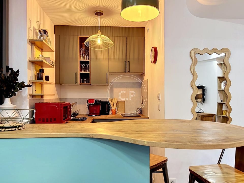 Dining area, stove, kitchen
