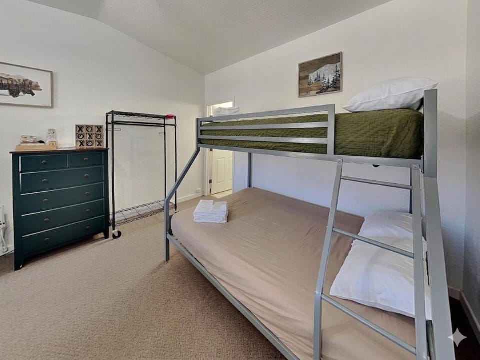 Bedroom, bunk bed, furniture, towels